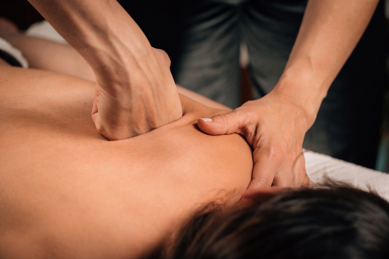 Deep tissue massage treatment in a relaxing spa setting