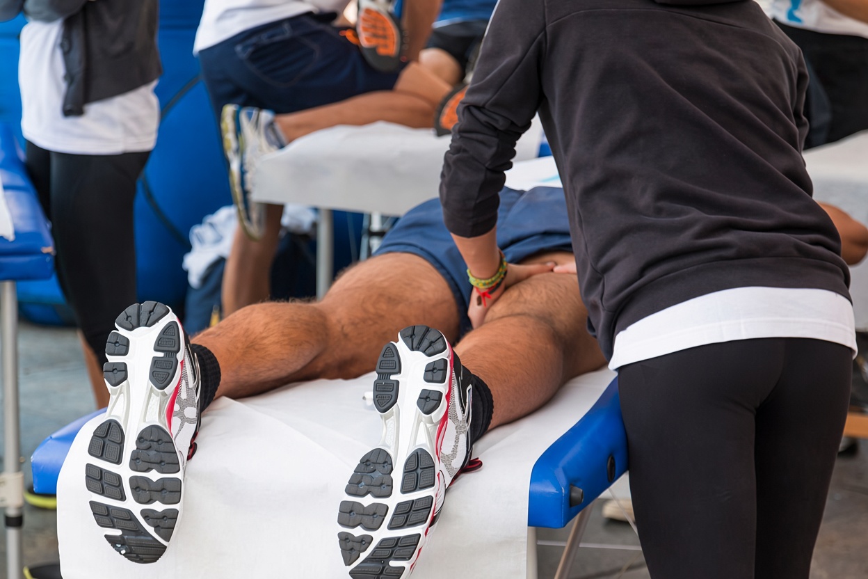 Sports massage treatment in a relaxing spa setting